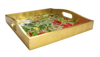 Caspari Christmas Garden Square Tray