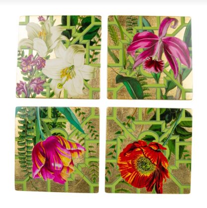 Caspari Lacquer Gold Coaster La Dolce Vita Set of 4 - Image 4