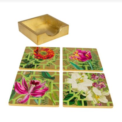 Caspari Lacquer Gold Coaster La Dolce Vita Set of 4 - Image 3