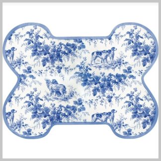 Caspari Dog Placemat-Die Cut Toile Blue