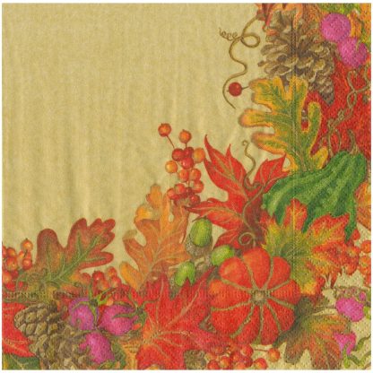 Caspari Harvest Garland Gold Dinner Napkins