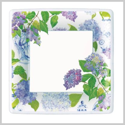 Caspari Hydrangeas & Porcelain-Square Paper Dinner Plate