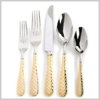 MacKenzie-Childs Holiday- Check Flatware-Gold 5 PC Place Setting
