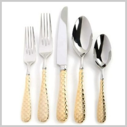 MacKenzie-Childs Holiday- Check Flatware-Gold 5 PC Place Setting