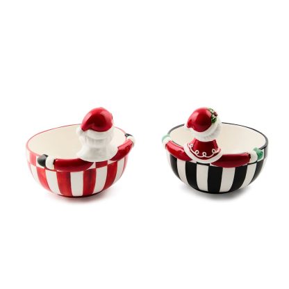 MacKenzie-Childs Check It Out Ceramic Snack Bowls Set of 2 - Image 2