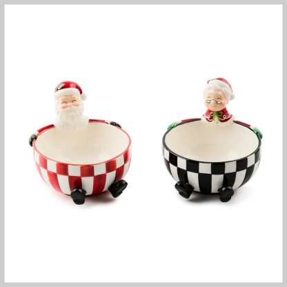 MacKenzie-Childs Check It Out Ceramic Snack Bowls Set of 2