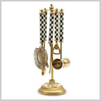 MacKEnzie-Childs Courtly Check Gold Bar Tool Set