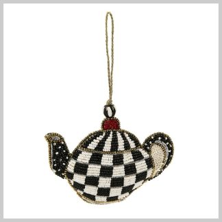 MacKenzie-Childs Holiday- Beaded Ornament- Teapot