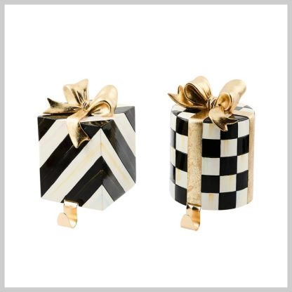 MacKenzie-Childs Courtly Noel Gift Box Stocking Holderset If 2