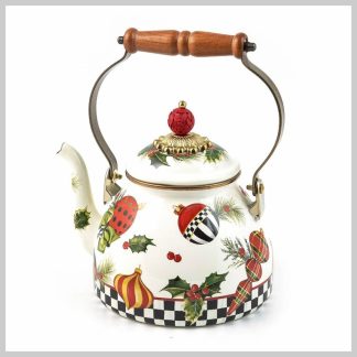 MacKenzie-Childs Deck The Halls 2 Qt Tea Kettle