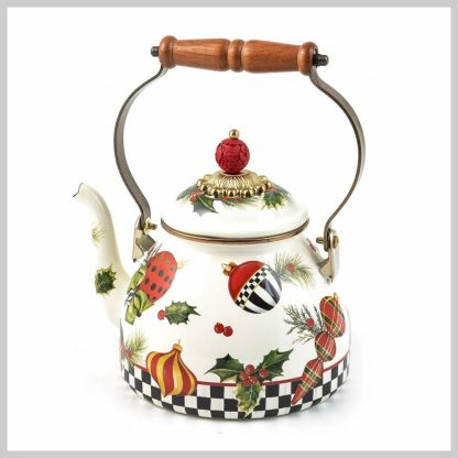 MacKenzie-Childs Deck The Halls 2 Qt Tea Kettle