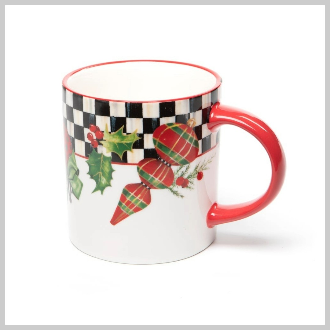 MacKenzie-Childs Deck The Halls Mugs Set of 4