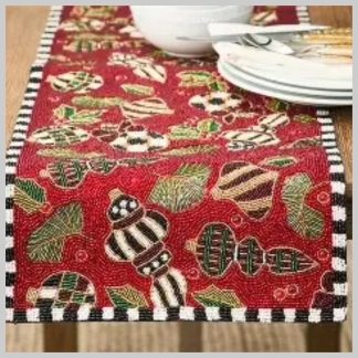 MacKenzie-Childs Deck The Halls Beaded Table Runner