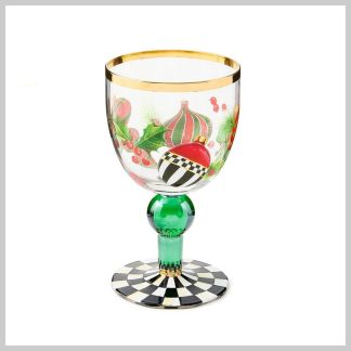 MacKenzie-Childs Deck The Halls Wine Glass