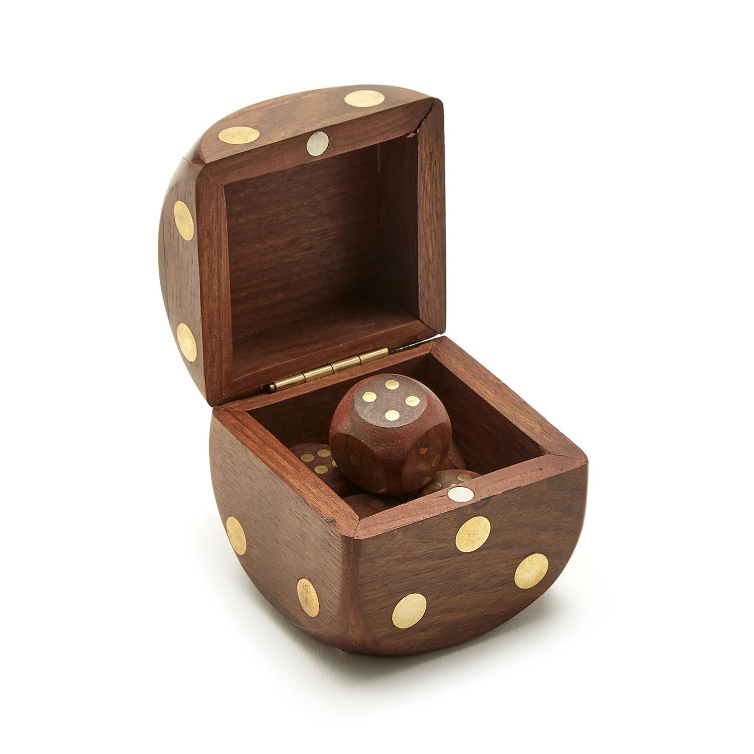 Wood Crafted Dice Box with 6 Dice - Image 3