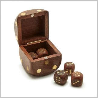 Wood Crafted Dice Box with 6 Dice