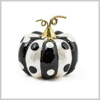 MacKenzie-Childs Fall Pumpkin Collection-Black & White Dot Capiz Pumpkin