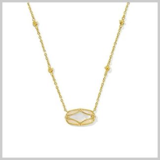 Kendra Scott Elisa Lattice Frame Necklace in Gold, Ivory, Mop