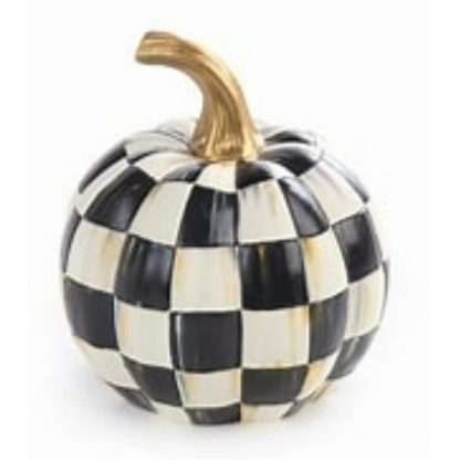 MacKenzie-Childs Fall Pumpkin Collection-Courtly Check Glossy Pumpkin-Mini