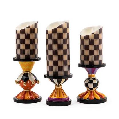 MacKenzie-Childs Fall Collection-Festive Pillar Candle Holders-Set of 3 - Image 3