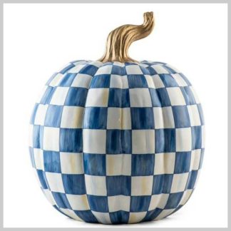 MacKenzie-Childs Fall Pumpkin Collection-Royal Check Pumpkin-Large
