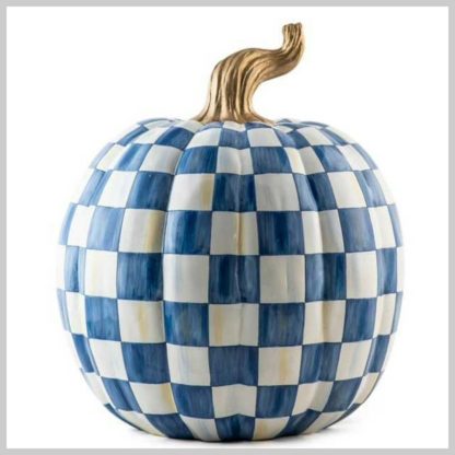 MacKenzie-Childs Fall Pumpkin Collection-Royal Check Pumpkin-Large