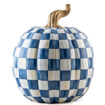 MacKenzie-Childs Fall Pumpkin Collection-Royal Check Pumpkin-Large