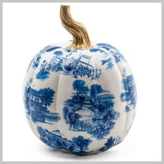 Fall MacKenzie-Childs Pumpkin Collection-Royal Toile Pumpkin-Small
