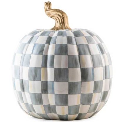 MacKenzie-Childs Fall Pumpkin Collection-Sterling Check Pumpkin-Large