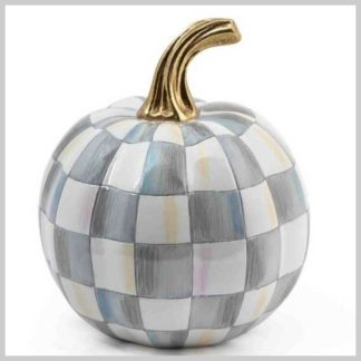 MacKenzie-Childs Fall Pumpkin Collection-Sterling Check Pumpkin-Mini