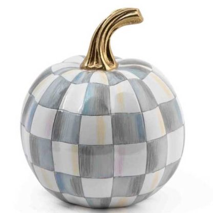 MacKenzie-Childs Fall Pumpkin Collection-Sterling Check Pumpkin-Mini