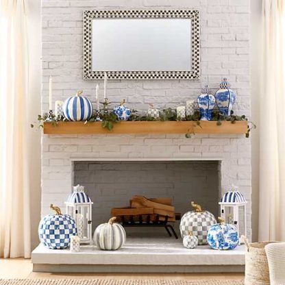 Fall MacKenzie-Childs Pumpkin Collection-Royal Toile Pumpkin-Small - Image 2