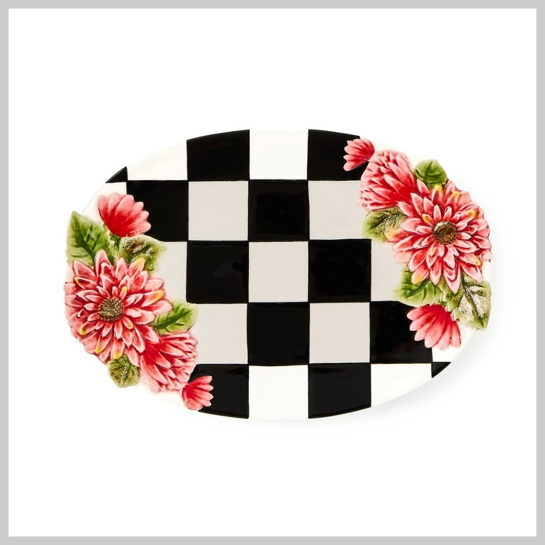 MacKenzie-Childs Trinket Dish, Check Floral