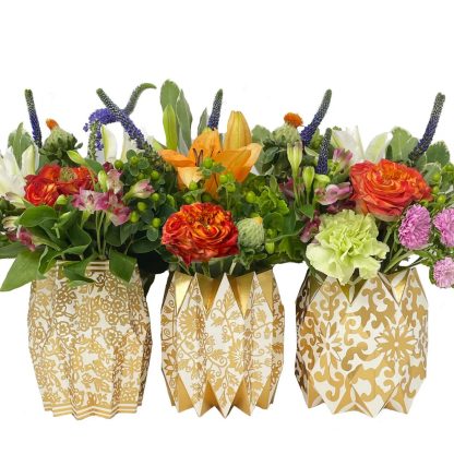 Lucy Grymes Designs Gold Chinoiserie Paper Vase Wraps Set of 3 - Image 2
