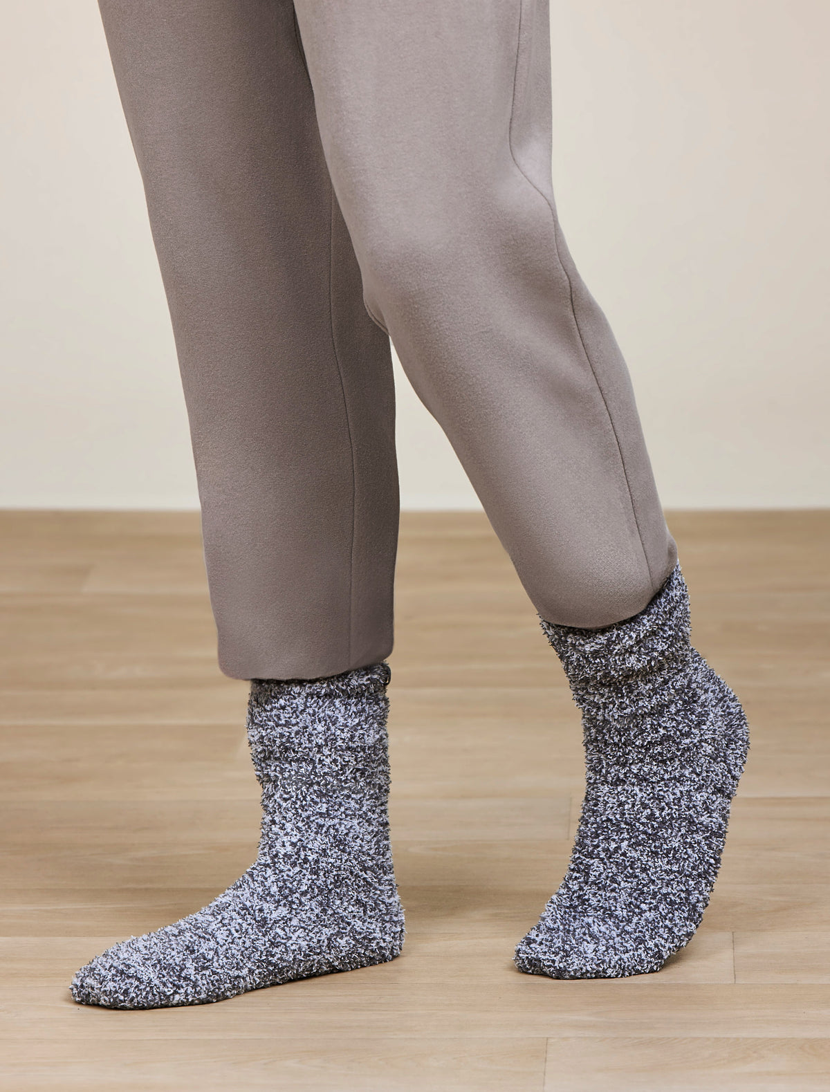 Barefoot Dreams CozyChic Heathered Adult Socks-Slate Blue White L/XL - Image 2