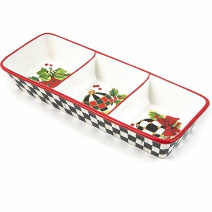 MacKenzie-Childs Holiday- Deck the Halls Trio Platter