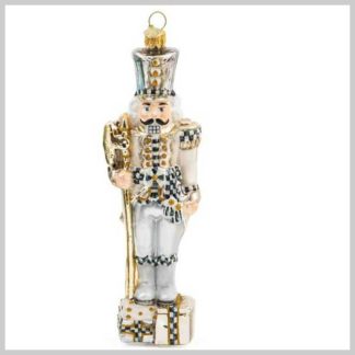 MacKenzie-Childs Holiday- Glass Ornament- Glam Up Nutcracker