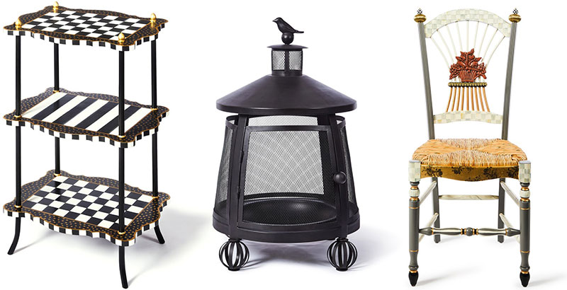 home decor items including rack, stove and chair