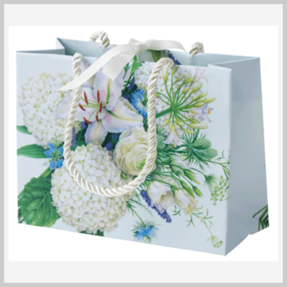 Caspari Small Gift Bag-White Blooms