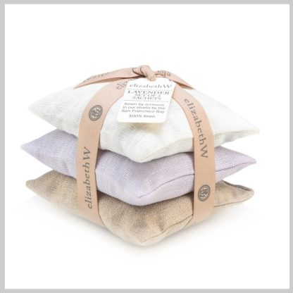 Elizabeth W. 3 Linen Sachets in Lavender, Natural and Purple