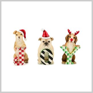 MacKenzie-Childs Check It Out Joy Dog Figurine Set of 3