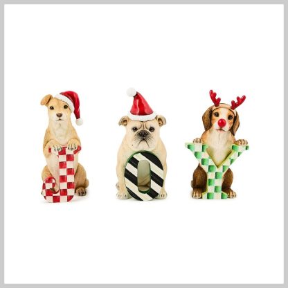 MacKenzie-Childs Check It Out Joy Dog Figurine Set of 3