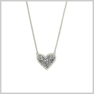 Kendra Scott Ari Heart Short Pendant Necklace-Rhodium Platinum Drusy