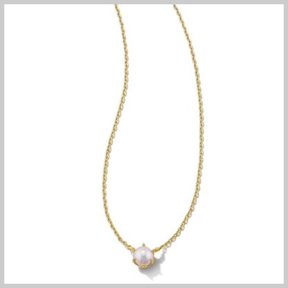 Kendra Scott Ashton Pearl Pendant Necklace-Gold