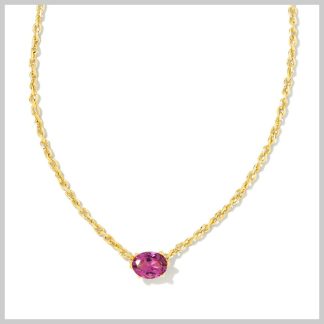 Kendra Scott Cailin Crystal Pendant Necklace Gold Purple