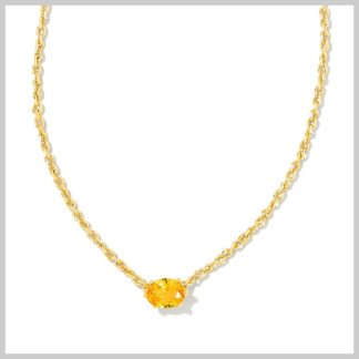 Kendra Scott Cailin Crystal Pendant Necklace-Gold with Golden Yellow Crystal