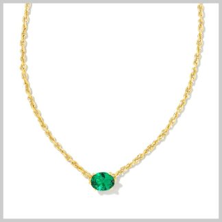 Kendra Scott Cailin Crystal Pendant Necklace-Gold with Green Crystal