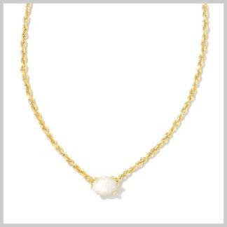 Kendra Scott Cailin Crystal Pendant Necklace-Gold with Ivory Mother of Pearl