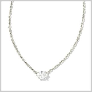 Kendra Scott Cailin Crystal Pendant Necklace-Rhodium White