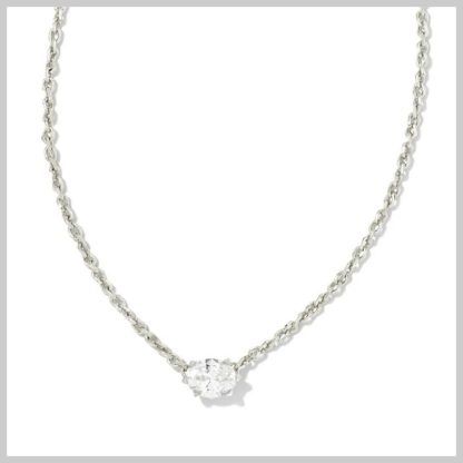 Kendra Scott Cailin Crystal Pendant Necklace-Rhodium White